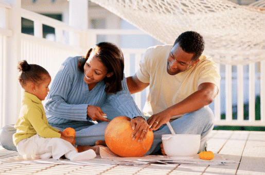 Fall fun Fall fun, pumpkin carving family on Baltimore porch
