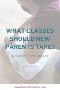 Pinterest graphic about classes for new parents to take