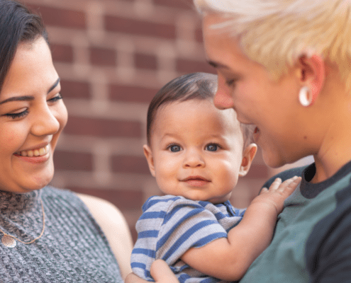 A family enjoys sunshine and all Baltimore has to offer families.
