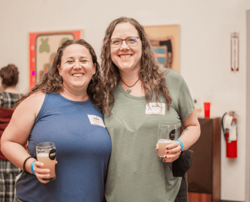 Emily Pelton and Debbie Bailey, owners of Doulas of Baltimore, enjoy a party in honor of their 10th Birthday.